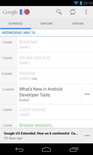 Google I/O 2013 Screenshot