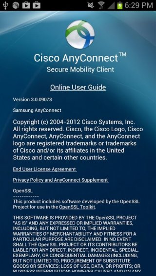 Samsung AnyConnect Screenshot