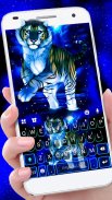 Neon Blue Tiger King Tema de teclado screenshot 3