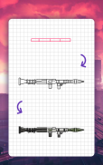 كيفية رسم الأسلحة. دروس الرسم خطوة بخطوة screenshot 10