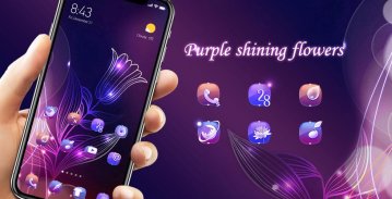 Abstract Neon Shiny Purple Flower stylish Theme screenshot 1