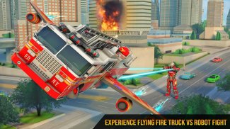 Flying Firefighter Truck Transform Robot Games screenshot 11