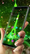 Neon Green Eiffel Tower-APUS Launcher theme screenshot 0