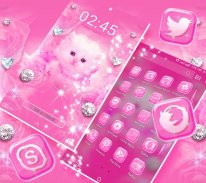 Cute Pink Cat Launcher Theme screenshot 3