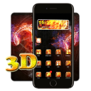 3D Flame Fire Skull Launcher Theme