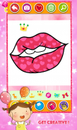 Glitter Toy Lips with Makeup Brush Set coloring screenshot 4