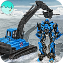 Sand Excavator Crane Transforming Robot Games Icon