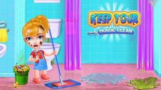 保持你的房子清洁-女孩家庭清理游戏 screenshot 6