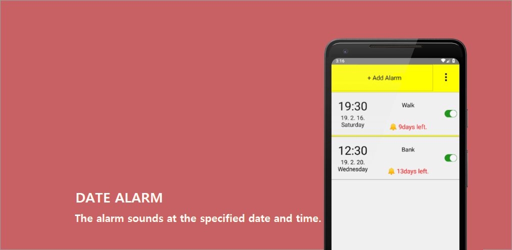 Date Alarm. Day one app.