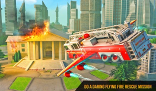 Flying Firefighter Truck Transform Robot Games screenshot 2