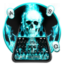 Cyan Fire Skull Klavye Teması