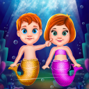 Twin mermaid babysitter care Icon