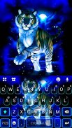 Neon Blue Tiger King Tema de teclado screenshot 4
