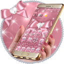 Rose Gold Shiny Diamond Pink Bow Glitter Theme Icon