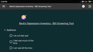 Beck's Depression Inventory - BDI Screening Tool screenshot 0