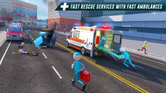 Stickman Ambulance Roof Jumping - Rooftop Stunts screenshot 1