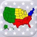 50 US States Map, Capitals & Flags - American Quiz Icon
