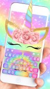 Rainbow Pink Rose Unicorn Tema de teclado screenshot 4