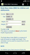 Child BMI Calculator -Body Mass Index for children screenshot 0