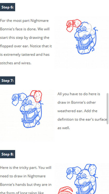 Learn How to Draw Nightmare Bonnie from Five Nights at Freddy's (Five  Nights at Freddy's) Step by St…