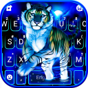 ثيم لوحة المفاتيح Neon Blue Tiger King Icon