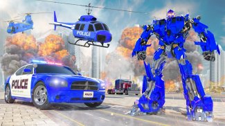 Flying Police Helicopter Car Transform Robot Games screenshot 1