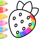 Fruit & vegetables Coloring Book For Kids Glitter Icon