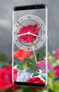 Rose Analog Clock 3D: Rain Drop Live Wallpaper HD screenshot 1