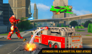 Flying Firefighter Truck Transform Robot Games screenshot 1
