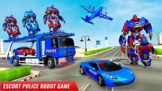 US Police Robot Car Transporter Police Plane Game screenshot 0