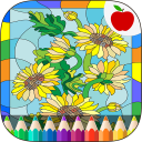 Stained Glass Coloring Book Icon