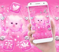 Cute Pink Cat Launcher Theme screenshot 2