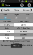 Nitrox calculator screenshot 2