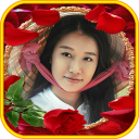 Rose flower frame photomontage