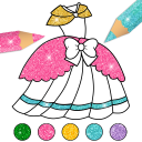 Glitter Dress Colouring Pages for Girls Icon