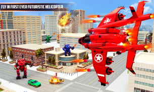 تحلق طائرة هليكوبتر تحويل لعبة روبوت اطلاق النار screenshot 4