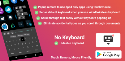 No Keyboard: Hideable keyboard