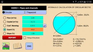 Cálculo. Caudal. Canal. screenshot 1