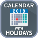 English Calendar 2018 with Holidays