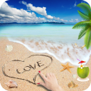 Write Name On Sand beach message with sea wave Icon