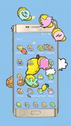Cute yellow mango theme blue fruit wallpaper screenshot 3