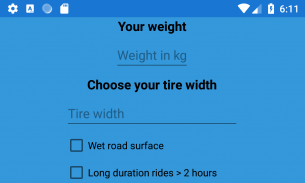 Bike tire pressure calculator screenshot 2