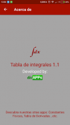 Tabla de Integrales screenshot 2