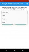 Power(W) to Voltage/Current Calculator screenshot 1
