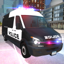 American Police Van Driving Icon