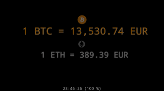 Bitcoin (BTC) / Ethereum (ETH) - Euro (EUR) ticker screenshot 2