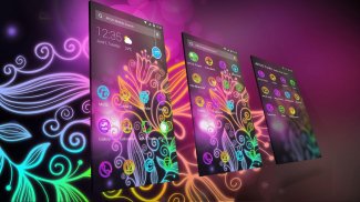 Beautiful neon colorful flowers theme & wallpaper screenshot 4