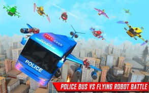 Flying Bus Robot Transform War- Police Robot Games screenshot 4