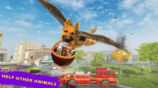 Flying Super Dog Hero City Animal Rescue screenshot 0
