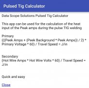 Pulsed Tig Calculator screenshot 0